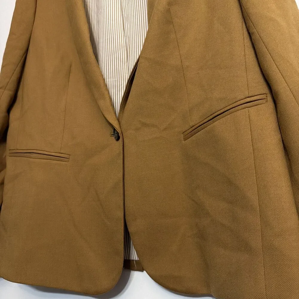 J Crew Parke Blazer Wool Camel Tan Career Work J5627 - Size 14